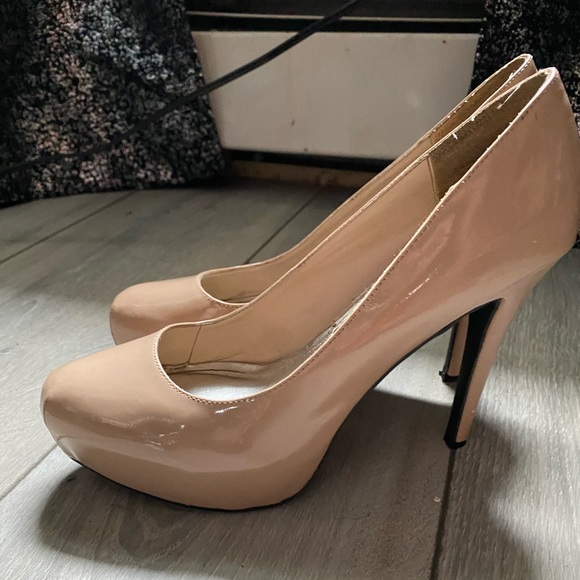 Rouge Helium Shoes - Nude Platform Heels